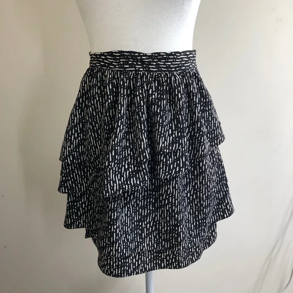 Vintage Y2K Hanna Grace Black White Tiered Ruffle Mini Skirt S Indie Sleaze Punk